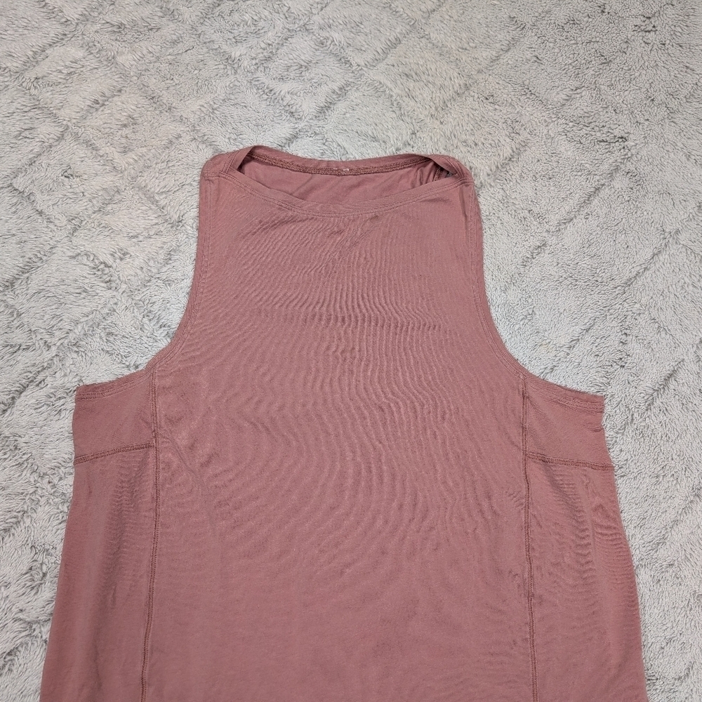 Lululemon Top Womens 6 Pink Quicksand Back In Action Tank Pima Cotton Active - Picture 2 of 7